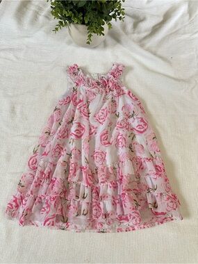 Blueberi Boulevard Pink Floral Ruffle Tiered Sundress